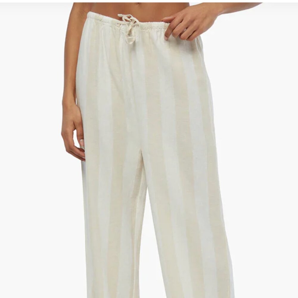 NWT WEWOREWHAT Linen Wide Stripe Drawstring Pant